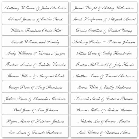 Calligraphy Guest Names Labels White (Vorderseite)