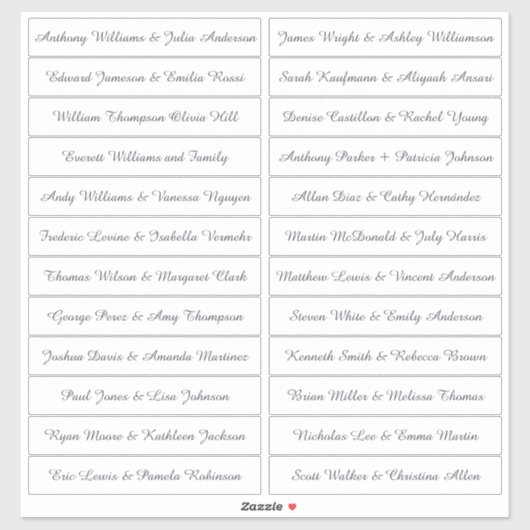 Calligraphy Guest Names Labels White (Blatt)