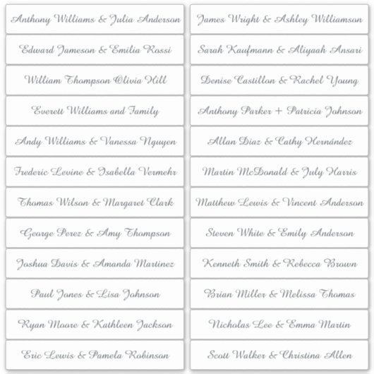 Calligraphy Guest Names Labels White (Vorderseite)