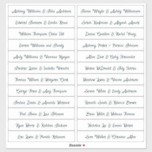Calligraphy Guest Names Labels White (Blatt)