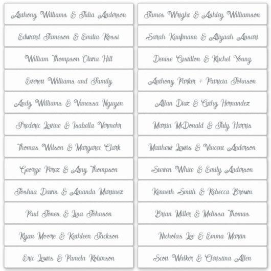 Calligraphy Guest Names Labels White (Vorderseite)
