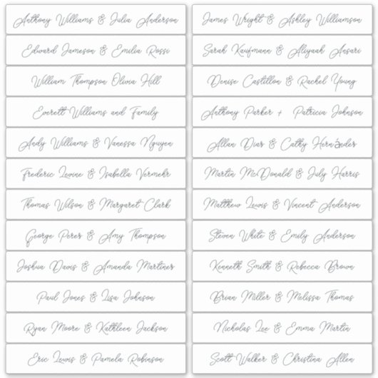 Calligraphy Guest Names Labels White (Vorderseite)