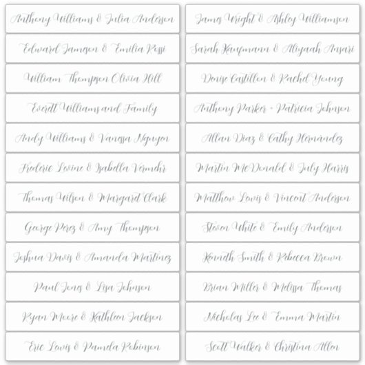 Calligraphy Guest Names Labels White (Vorderseite)
