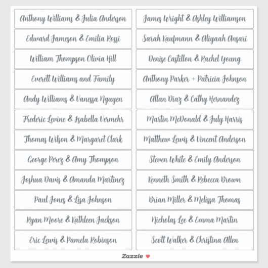 Calligraphy Guest Names Labels White (Blatt)
