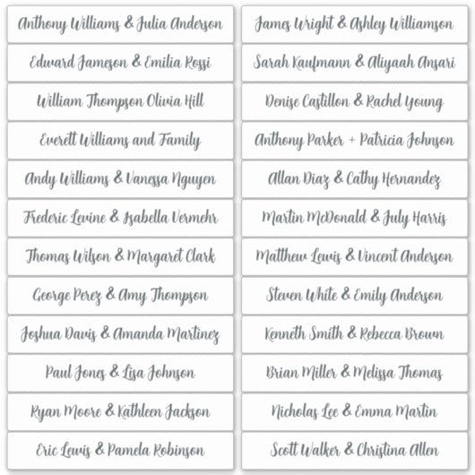 Calligraphy Guest Names Labels White (Vorderseite)