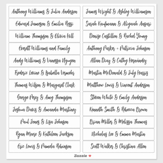 Calligraphy Guest Names Labels White - Segnungen (Blatt)