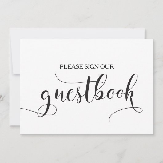 Calligraphy Guestbook Wedding Sign Card Einladung (Vorderseite)