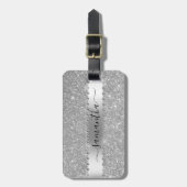 Calligraphy Handgeschriebener Diamond Silver Glitz Gepäckanhänger (Vorderseite vertikal)