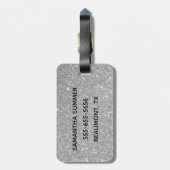 Calligraphy Handgeschriebener Diamond Silver Glitz Gepäckanhänger (Rückseite vertikal)