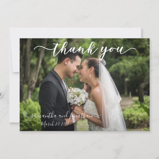 Calligraphy Handwriting Wedding Danke Foto (Vorderseite)