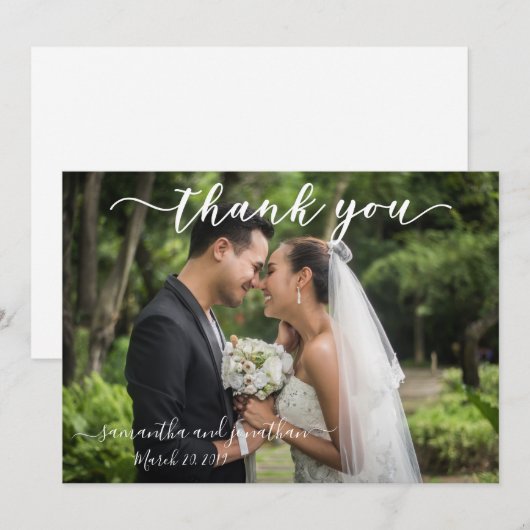 Calligraphy Handwriting Wedding Danke Foto (Vorne/Hinten)