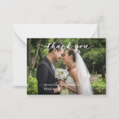 Calligraphy Handwriting Wedding Danke Foto Mitteilungskarte (Vorderseite)