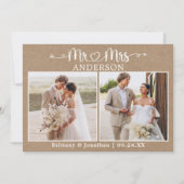 Calligraphy Heart 2 Foto Kraft Wedding Dankeskarte (Vorderseite)