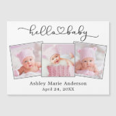Calligraphy Heart 3 Foto Hello Baby Magnet Card (Vorderseite)