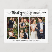 Calligraphy Heart 5 Fotos Wedding Vielen Dank Postkarte (Vorderseite)