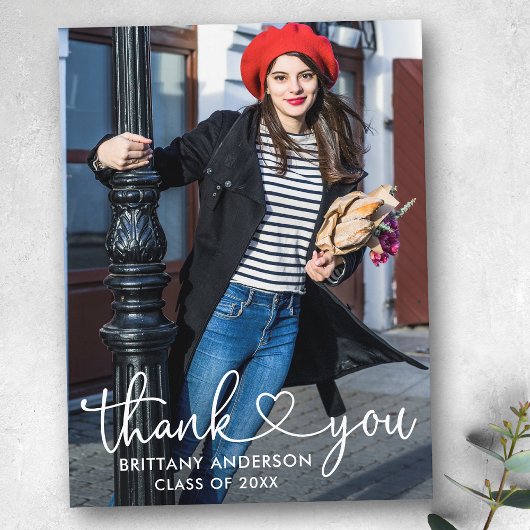 Calligraphy Heart Abschluss Danke Foto Postkarte