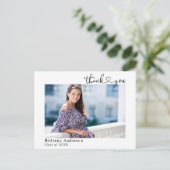 Calligraphy Heart Abschluss Foto Vielen Dank Postkarte (Stehend Vorderseite)