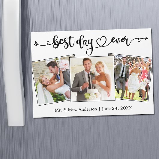Calligraphy Heart Best Day Ever Foto Magnet Card