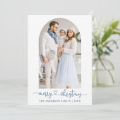 Calligraphy Heart Dusty Blue Foto Arch Weihnachten (Stehend Vorderseite)