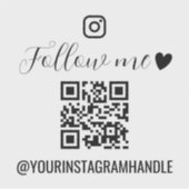 Calligraphy & Heart Follow Me Social Media QR Code Aufkleber (Vorderseite)