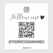 Calligraphy & Heart Follow Me Social Media QR Code Aufkleber (Blatt)