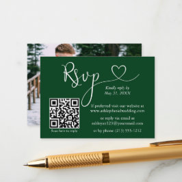 Calligraphy Heart Foto Hochzeit von Green QR-UAWG Begleitkarte