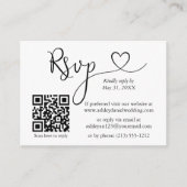 Calligraphy Heart Foto QR Wedding RSVP Begleitkarte (Vorderseite)