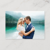 Calligraphy Heart Foto Wedding Blue QR UAWG Begleitkarte (Rückseite)