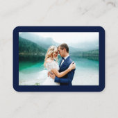 Calligraphy Heart Foto Wedding Blue UAWG QR Begleitkarte (Rückseite)