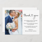 Calligraphy Heart Foto Wedding Danke Karte (Vorne/Hinten)