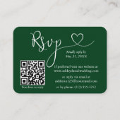 Calligraphy Heart Foto Wedding Green UAWG QR Begleitkarte (Vorderseite)