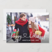 Calligraphy Heart Happy Holidays Foto Feiertagskarte (Vorderseite)