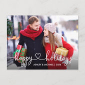 Calligraphy Heart Happy Holidays Foto Postkarte (Vorderseite)