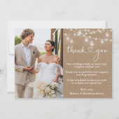 Calligraphy Heart Jar Lights Wedding Kraft Dankeskarte (Vorderseite)