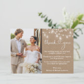 Calligraphy Heart Jar Lights Wedding Kraft Dankeskarte (Stehend Vorderseite)