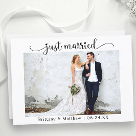 Calligraphy Heart Just Married Foto Wedding Ankündigung