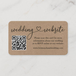 Calligraphy Heart Kraft Wedding Website QR Begleitkarte