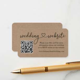 Calligraphy Heart Kraft Wedding Website QR Begleitkarte