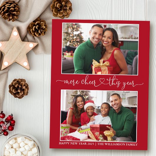 Calligraphy Heart More Cheary Red 2 Foto Holiday Postkarte