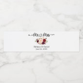 Calligraphy Heart Mr. and Mrs. Floral Wedding Wasserflaschenetikett (Einzelnes Label)