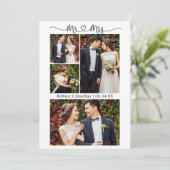 Calligraphy Heart Mr. and Mrs Wedding 4 Foto Dankeskarte (Stehend Vorderseite)