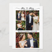 Calligraphy Heart Mr. and Mrs Wedding 4 Foto Dankeskarte (Vorne/Hinten)