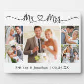 Calligraphy Heart Mr. and Mrs Wedding 5 Foto Fotoplatte (Vorderseite)