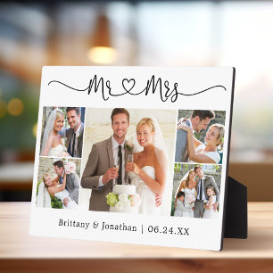 Calligraphy Heart Mr. and Mrs Wedding 5 Foto Fotoplatte