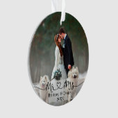Calligraphy Heart Mr. and Mrs. Wedding Foto Ornament (Vorderseite)