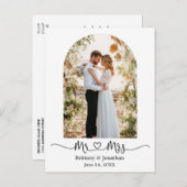 Calligraphy Heart Mr. Arch Wedding Vielen Dank Postkarte (Vorne/Hinten)