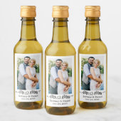 Calligraphy Heart Mr. und Mrs. Wedding Mini Weinetikett (Flaschen)