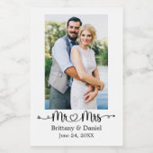 Calligraphy Heart Mr. und Mrs. Wedding Mini Weinetikett (Einzelnes Label)