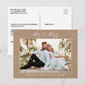 Calligraphy Heart Mr. Wedding Kraft Vielen Dank Postkarte (Vorne/Hinten)