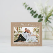 Calligraphy Heart Mr. Wedding Kraft Vielen Dank Postkarte (Stehend Vorderseite)